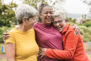 Three senior women enjoying their time together